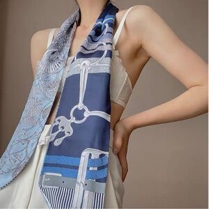 NWOT. Multi-functional double-print narrow long scarf / tweely (Set of two)